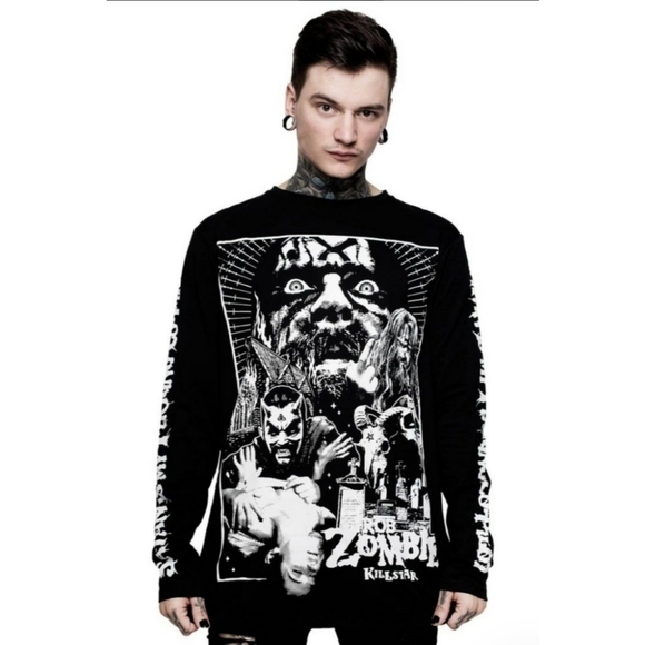 Killstar x Rob Zombie ✦ Copilot Tee ✦ 2XL Black Long Sleeve Graphic Unisex NWT - Picture 2 of 4